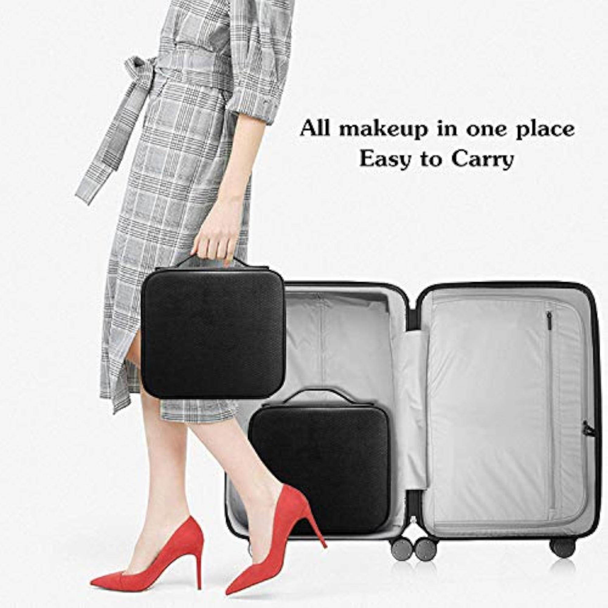 Cosmetic Makeup Storage Organizer Bag, Adjustable Compartment